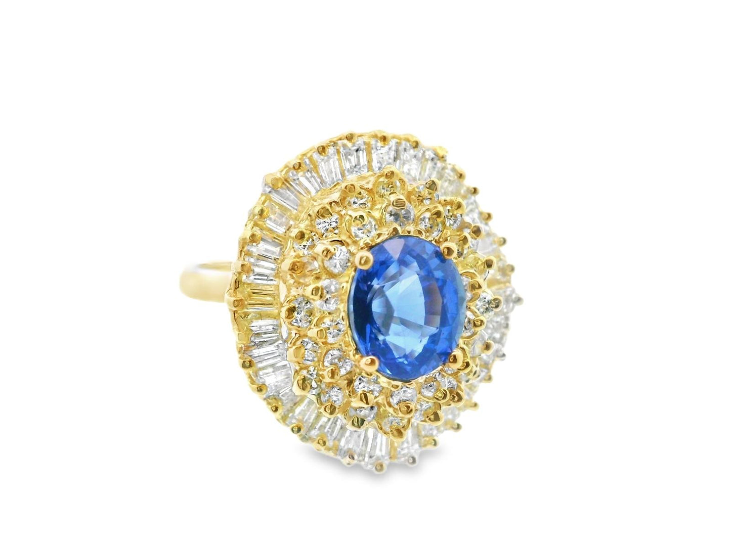14k Yellow Gold Sapphire & Diamond Ring