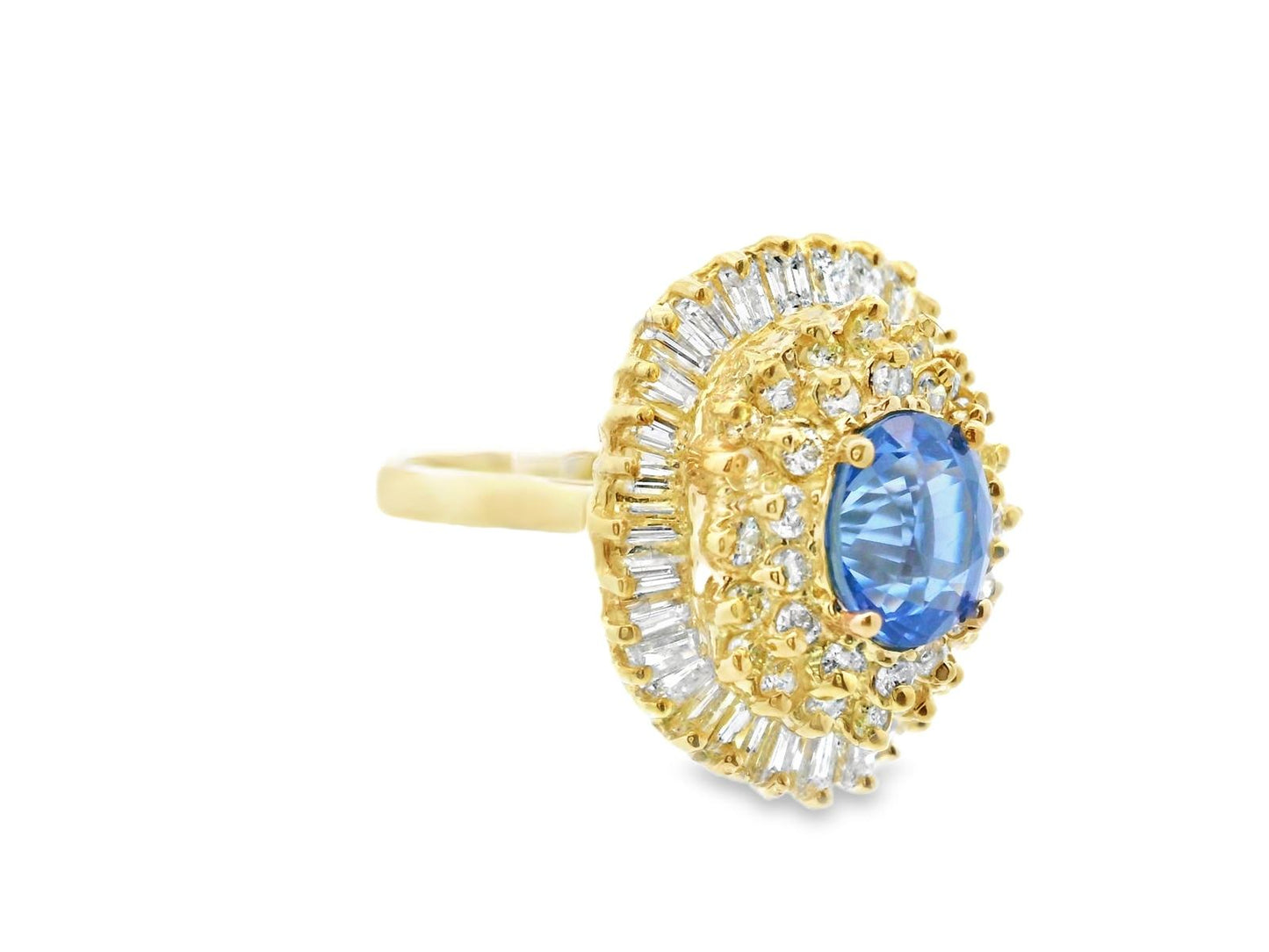 14k Yellow Gold Sapphire & Diamond Ring