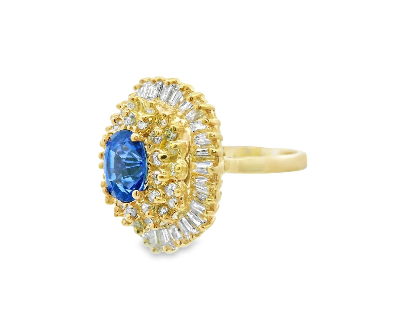 14k Yellow Gold Sapphire & Diamond Ring