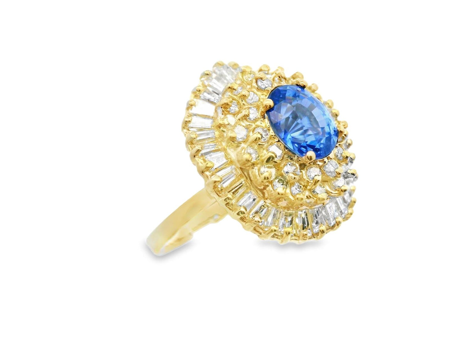 14k Yellow Gold Sapphire & Diamond Ring
