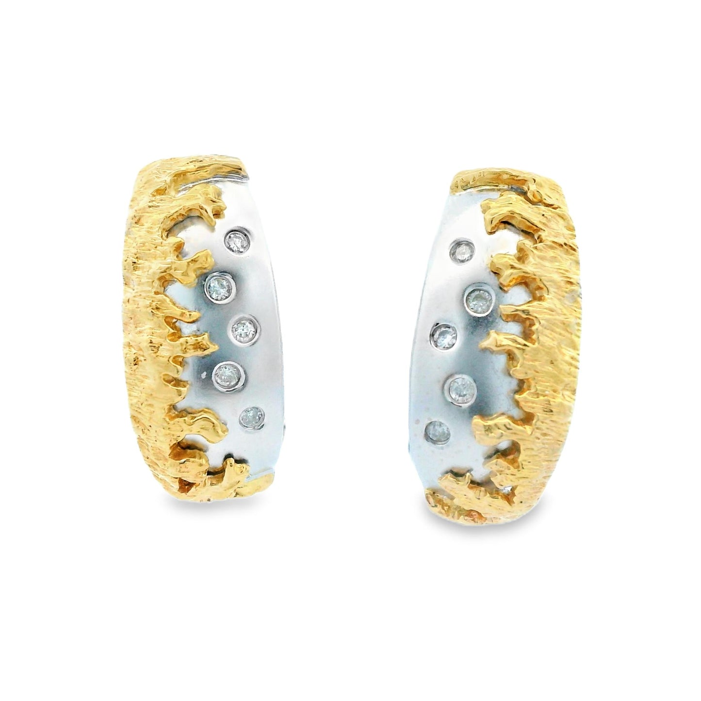 14k Yellow & White Gold Two Tone Diamond Earrings