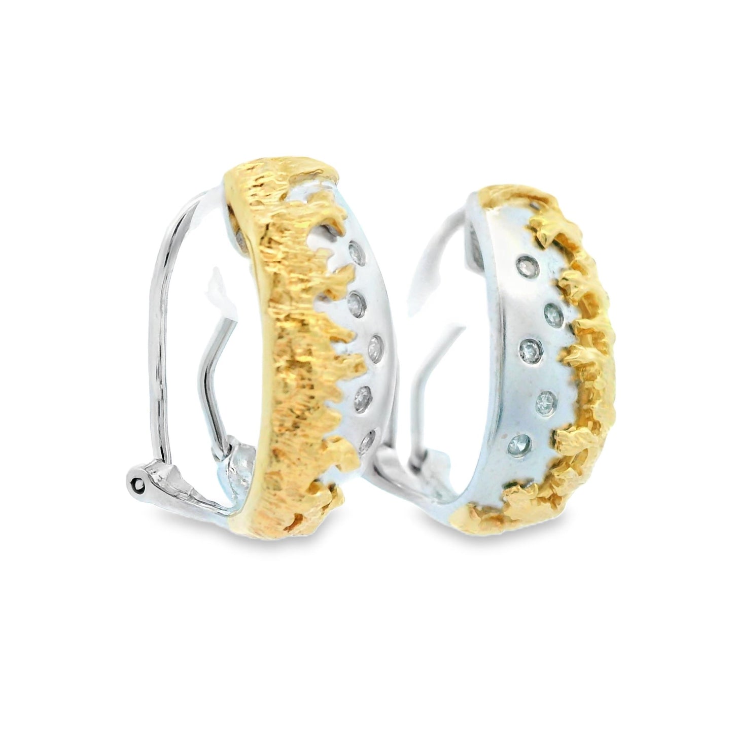 14k Yellow & White Gold Two Tone Diamond Earrings