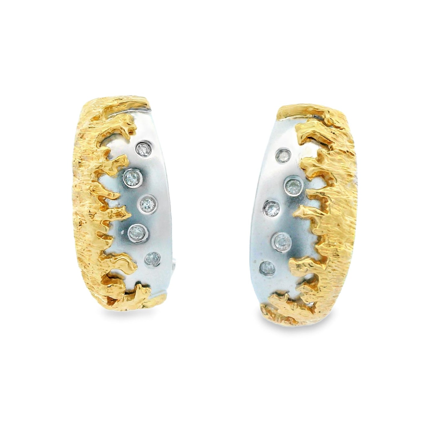 14k Yellow & White Gold Two Tone Diamond Earrings