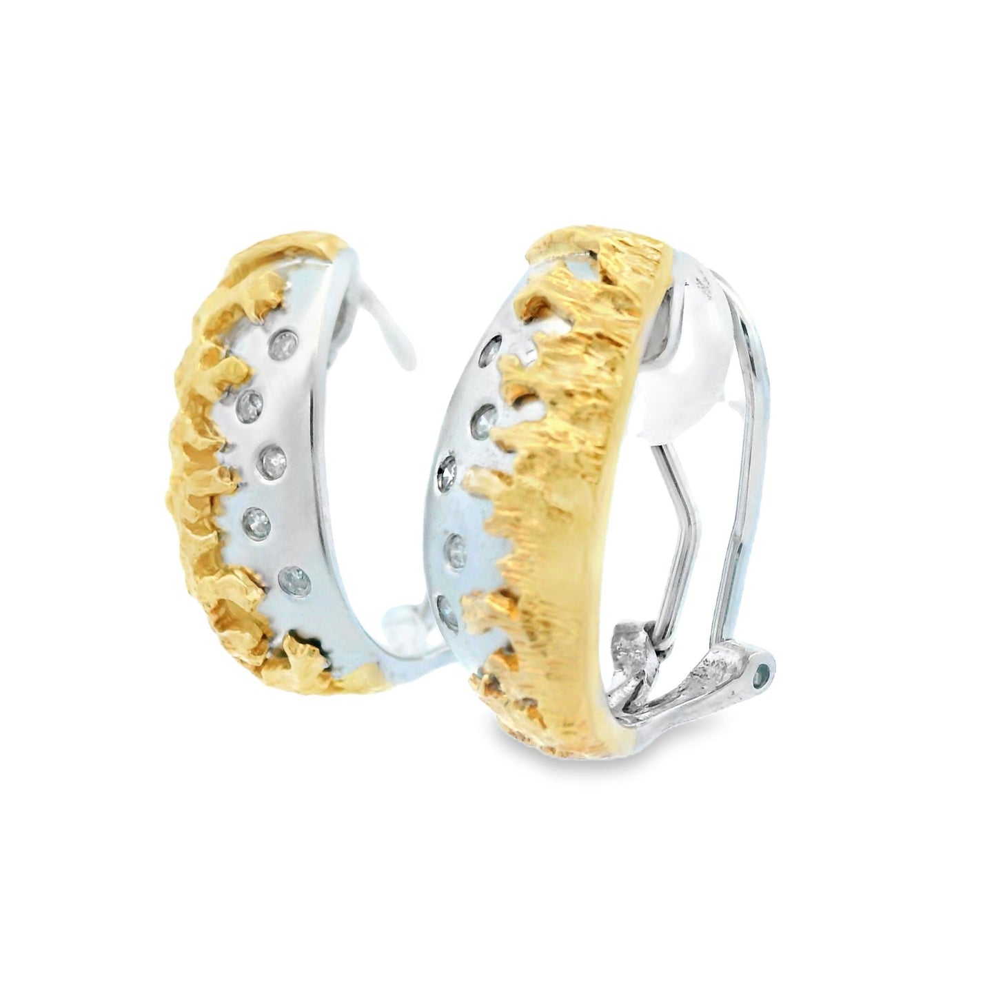14k Yellow & White Gold Two Tone Diamond Earrings