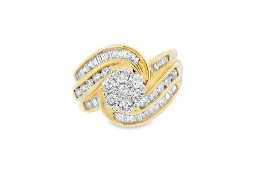 14k Yellow Gold Diamond Swirl Ring