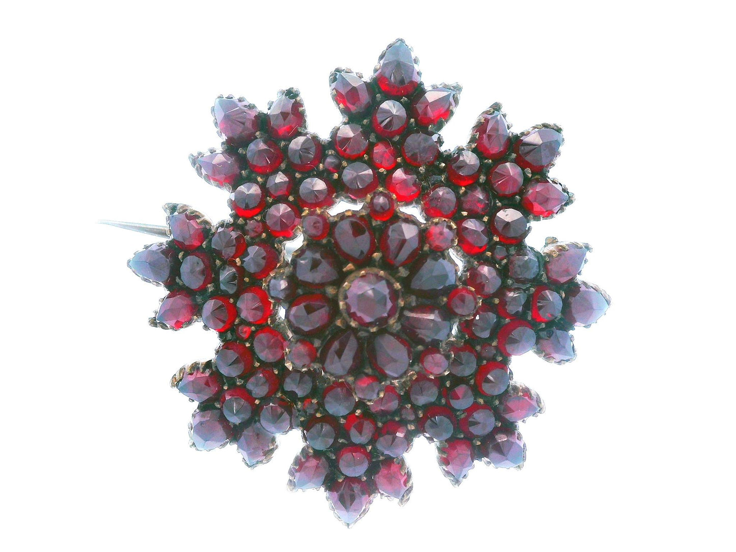 Victorian Garnet Flower Brooch/Pin