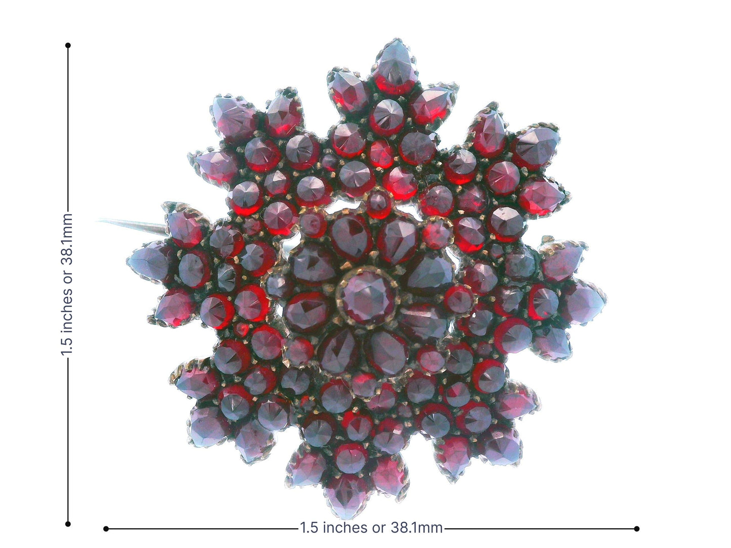 Victorian Garnet Flower Brooch/Pin