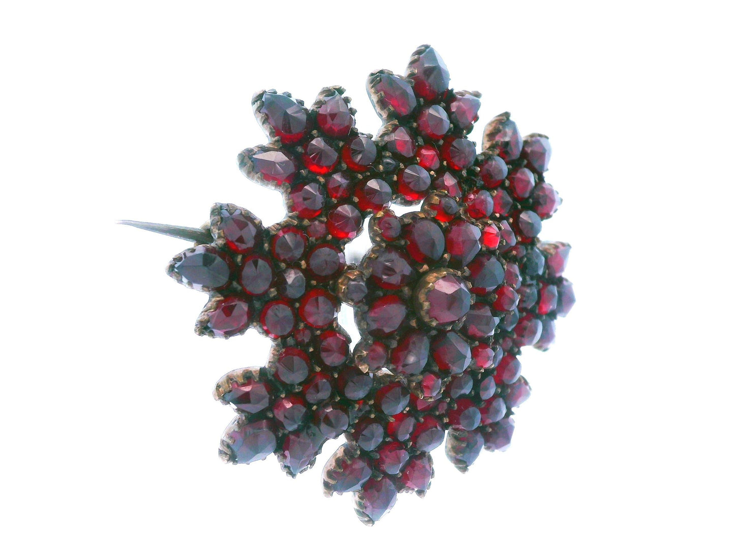 Victorian Garnet Flower Brooch/Pin