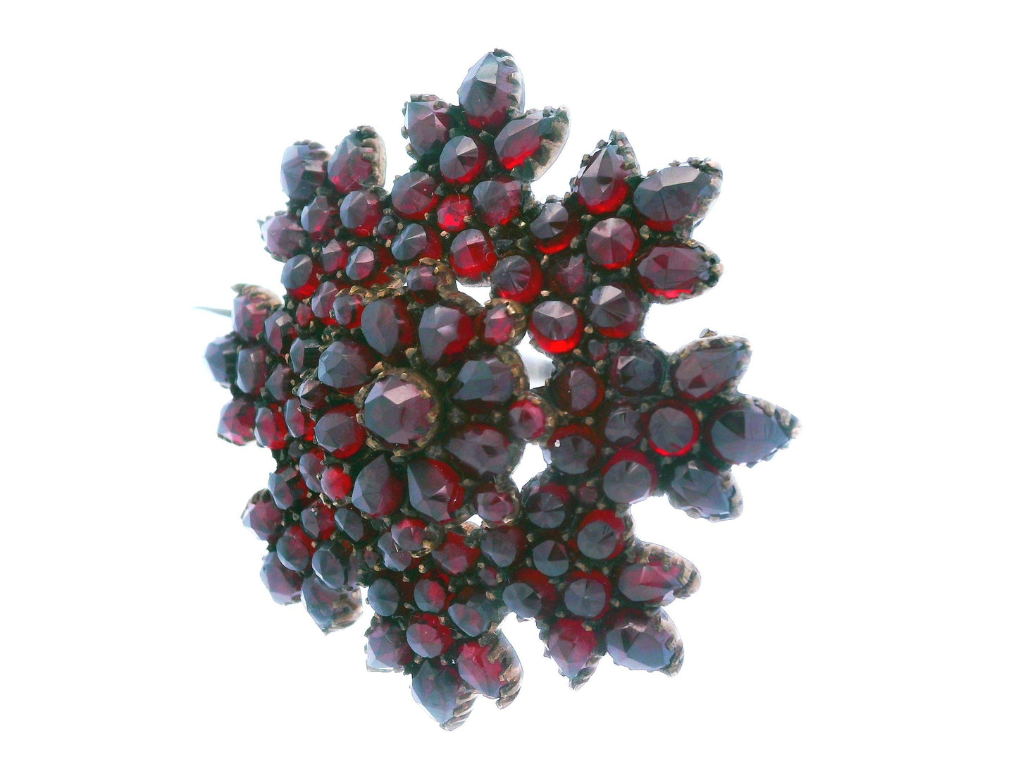 Victorian Garnet Flower Brooch/Pin
