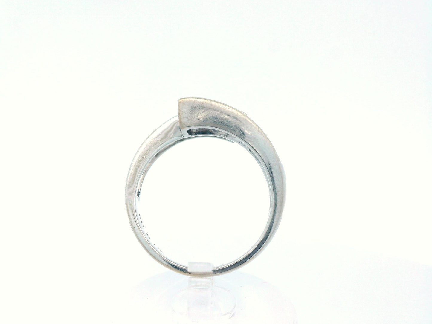 14K White Gold Natural Sapphire & Diamond Bypass Ring