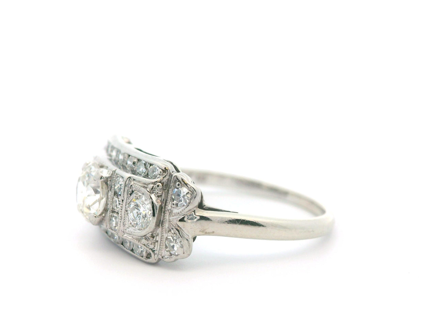 14k White Gold & Palladium Vintage Diamond Ring