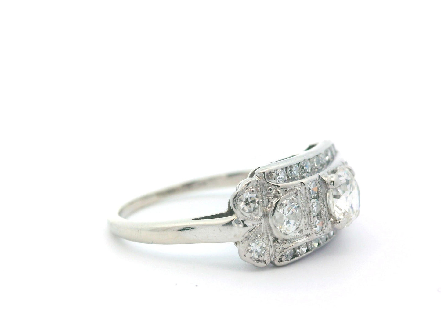 14k White Gold & Palladium Vintage Diamond Ring