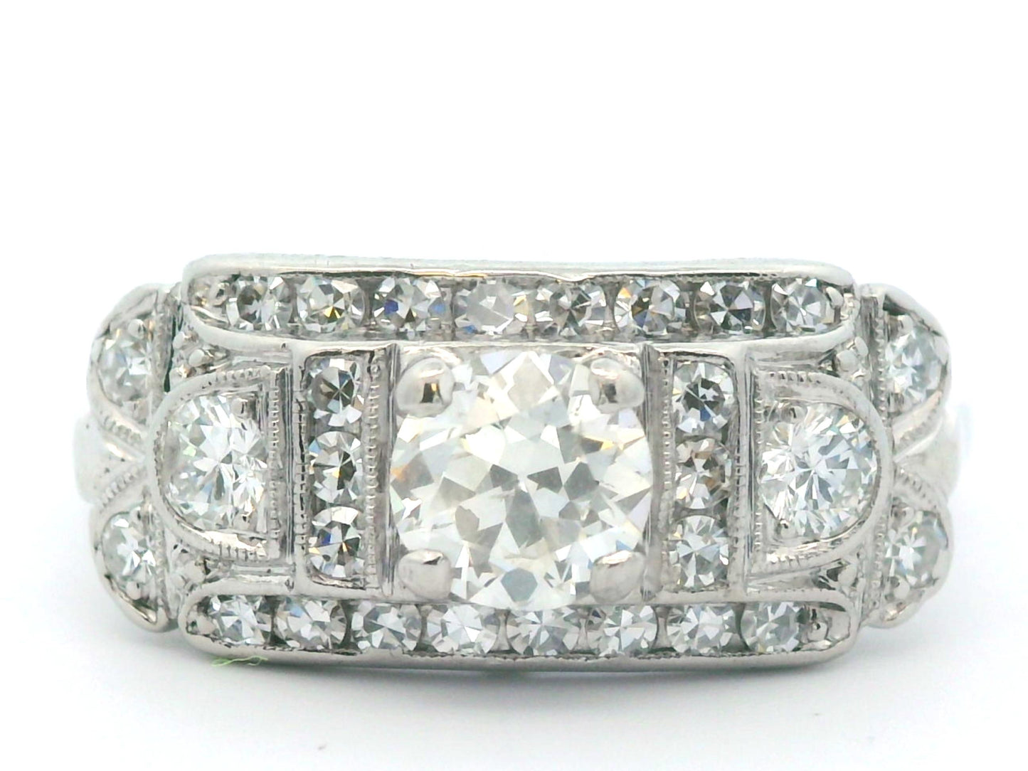 14k White Gold & Palladium Vintage Diamond Ring