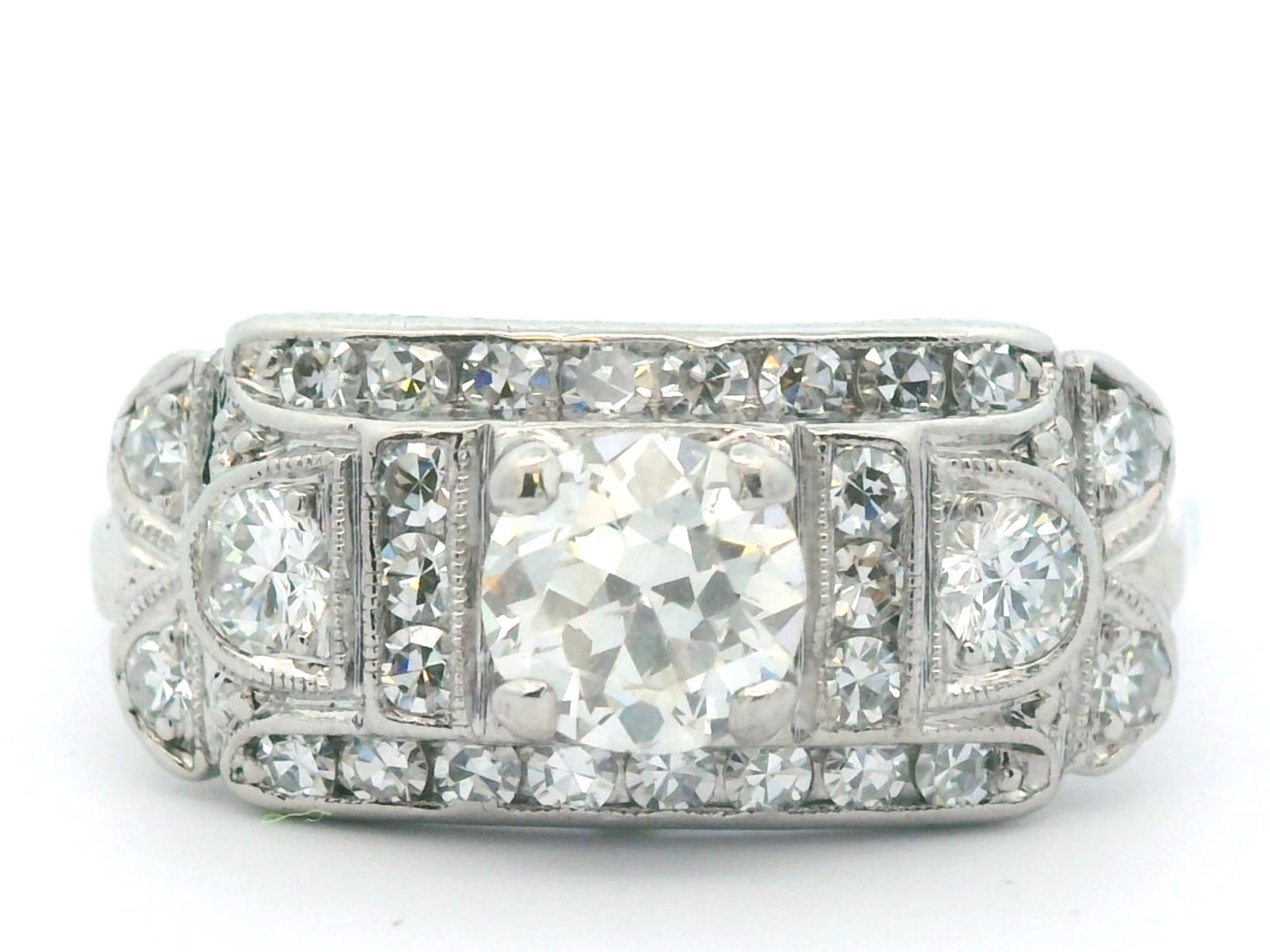 14k White Gold & Palladium Vintage Diamond Ring