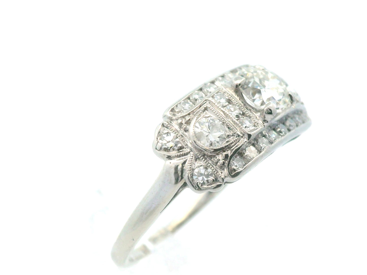 14k White Gold & Palladium Vintage Diamond Ring