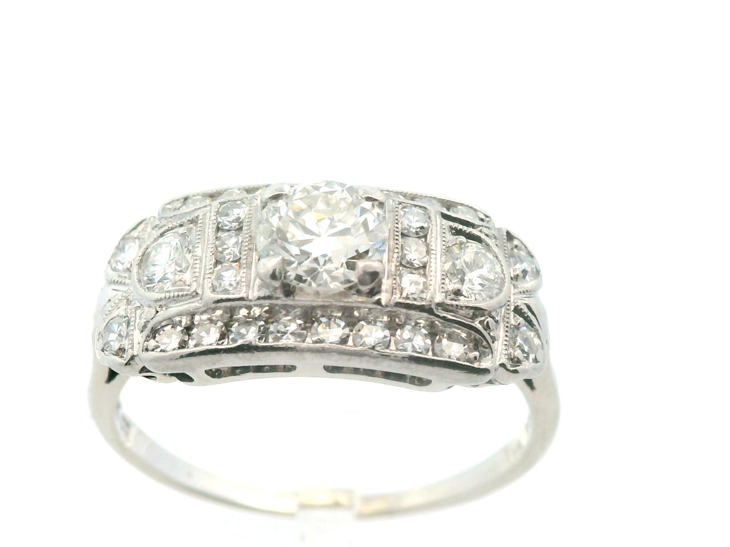 14k White Gold & Palladium Vintage Diamond Ring