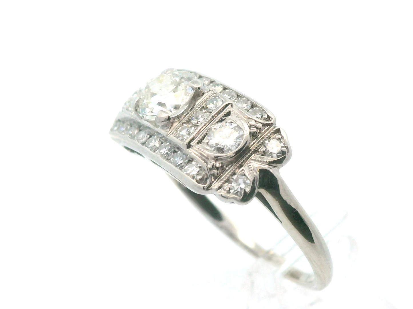 14k White Gold & Palladium Vintage Diamond Ring