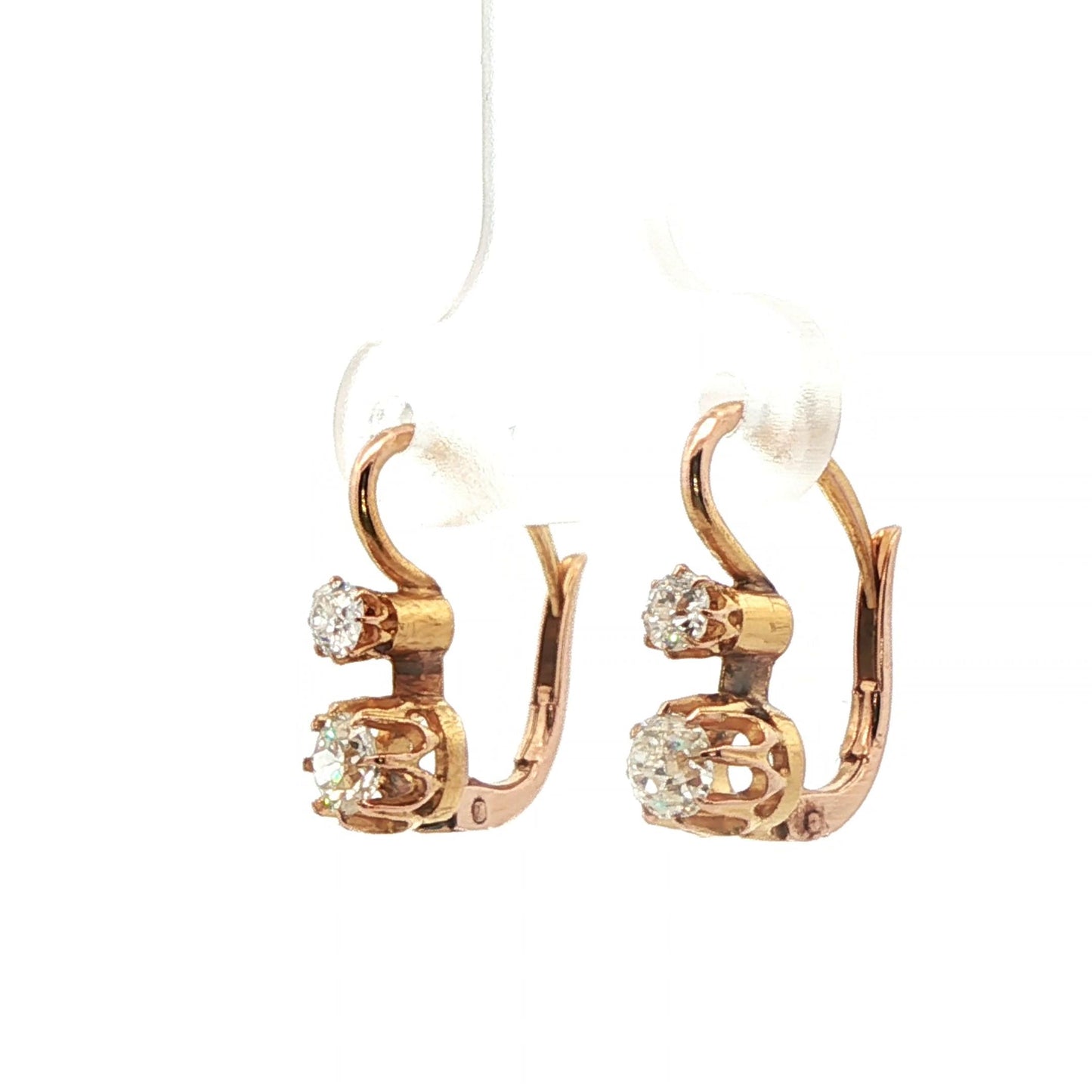 18k Yellow Gold Victorian Old European Cut Diamond Earrings