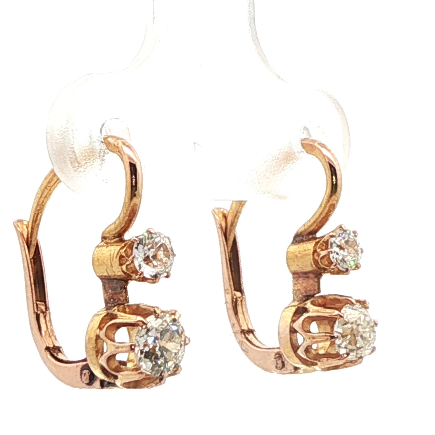 18k Yellow Gold Victorian Old European Cut Diamond Earrings