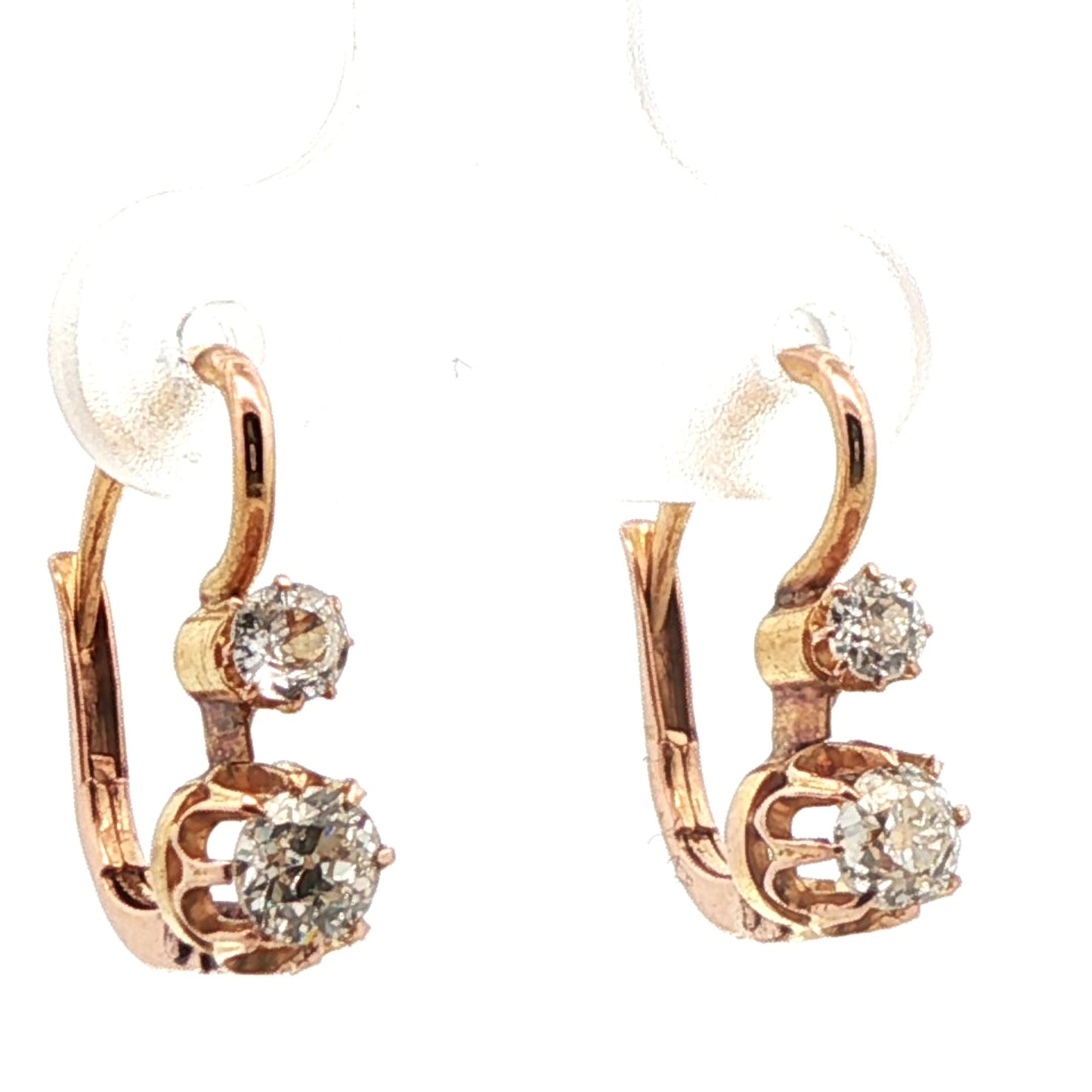 18k Yellow Gold Victorian Old European Cut Diamond Earrings