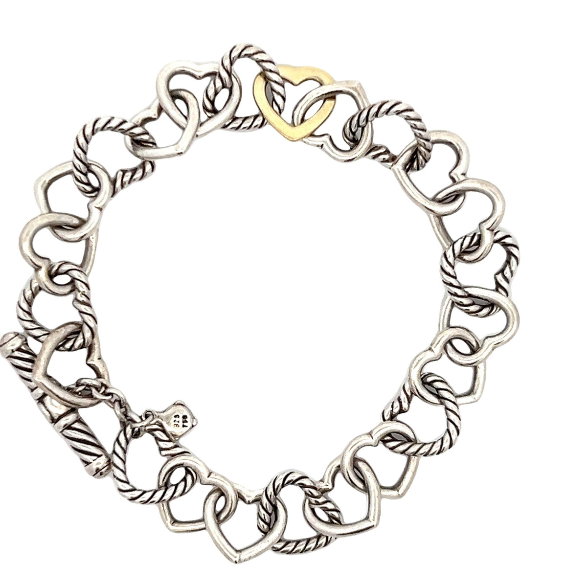 David Yurman .925 Sterling Silver 750 18K Gold Heart Toggle 