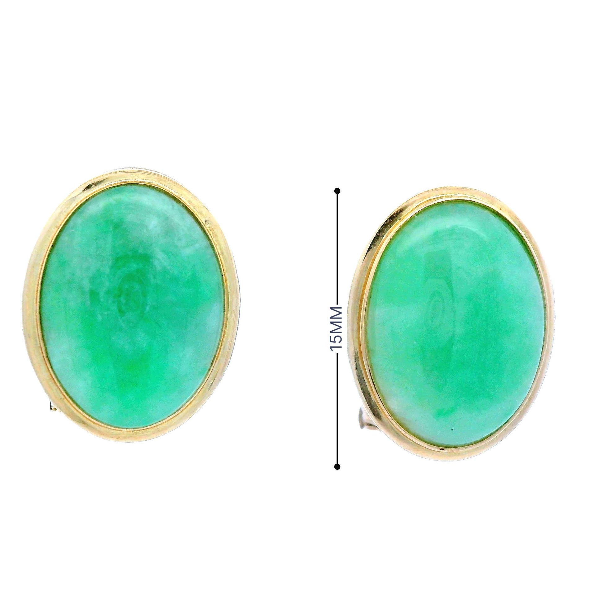 Contemporary 14k Yellow Gold Jade Clip-On Earrings