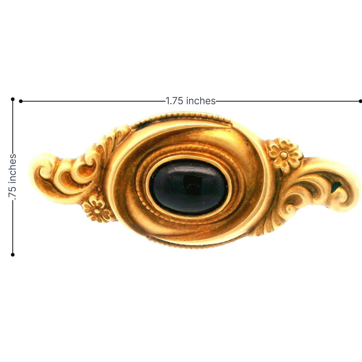 14K Yellow Gold Art Nouveau Cabochon Garnet Pin