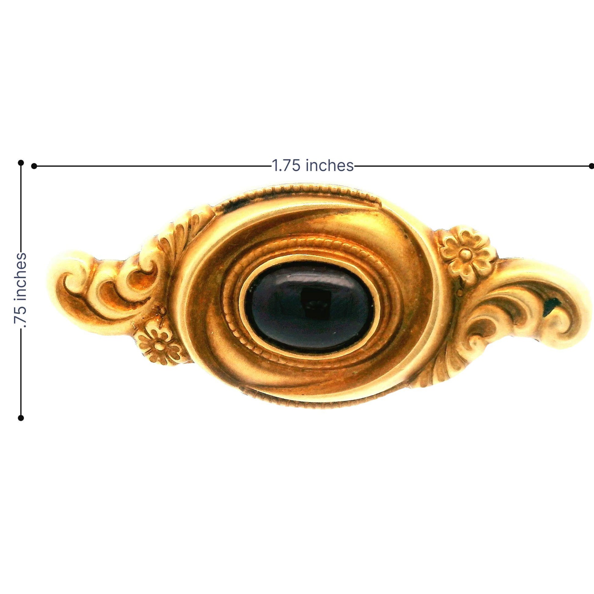 14K Yellow Gold Art Nouveau Cabochon Garnet Pin