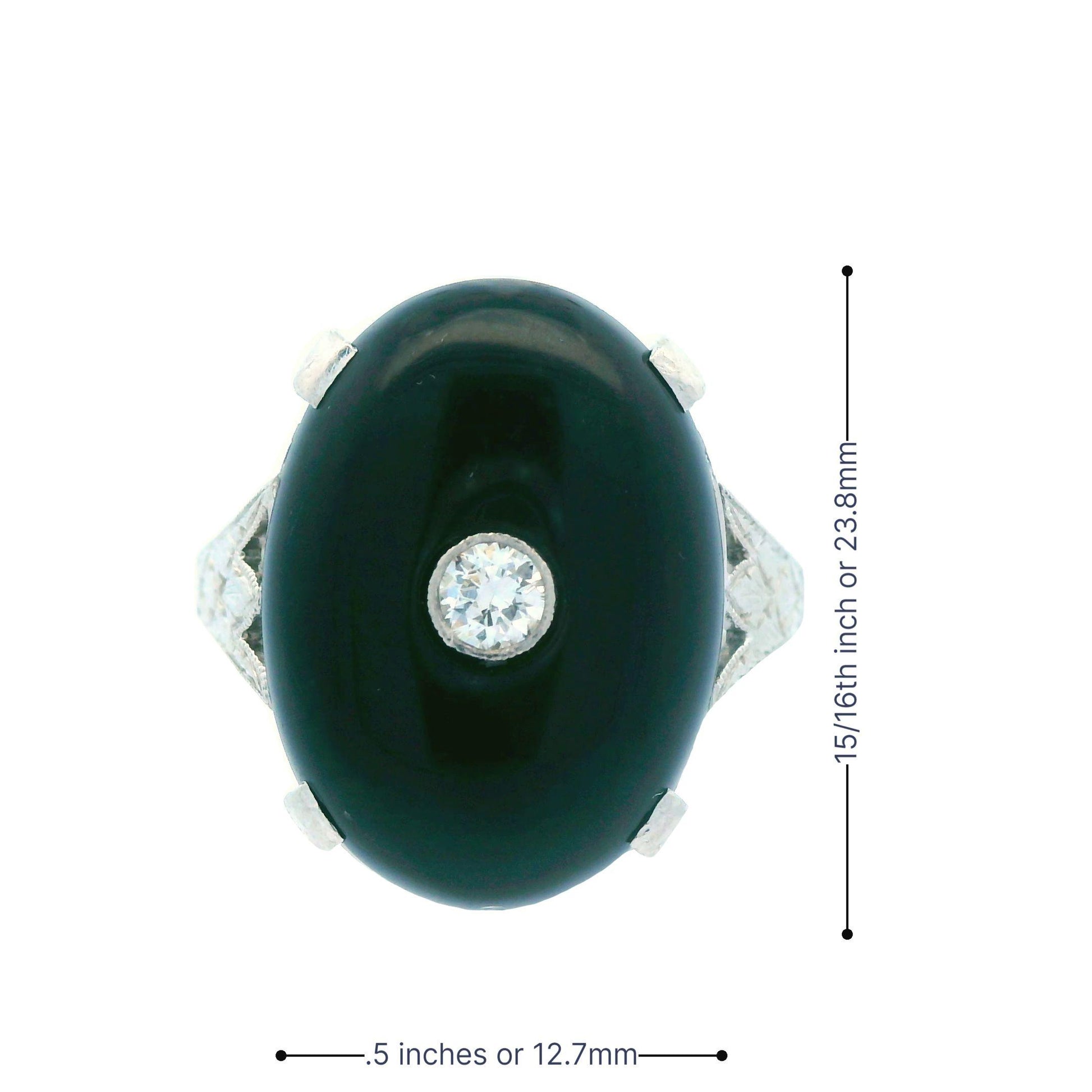 Deco 1920s Platinum Onyx and Diamond Ring