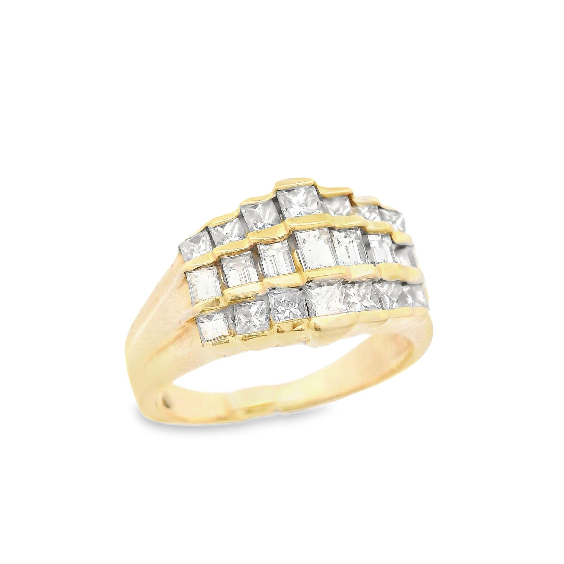 Contemporary 14K Yellow Gold Baguette and Princess Diamond Band w/ appraisal