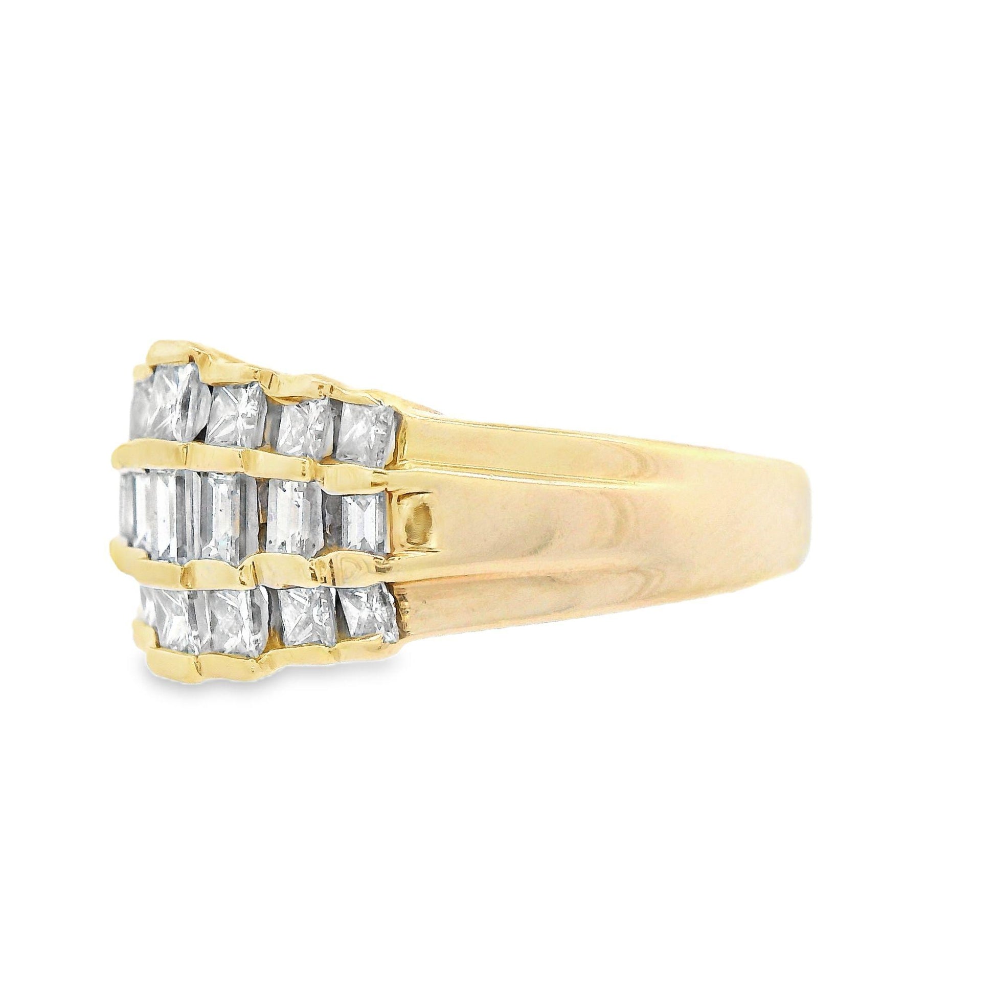 Contemporary 14K Yellow Gold Baguette and Princess Diamond Band w/ appraisal