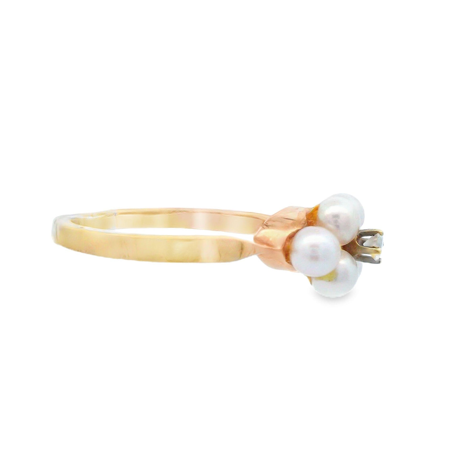 Tiffany & Co. 14k Yellow Gold Diamond and Pearl Ring