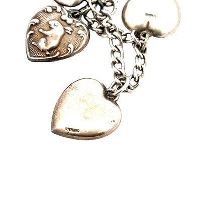 Sterling Silver 1940s Art Deco Original Charm Bracelet
