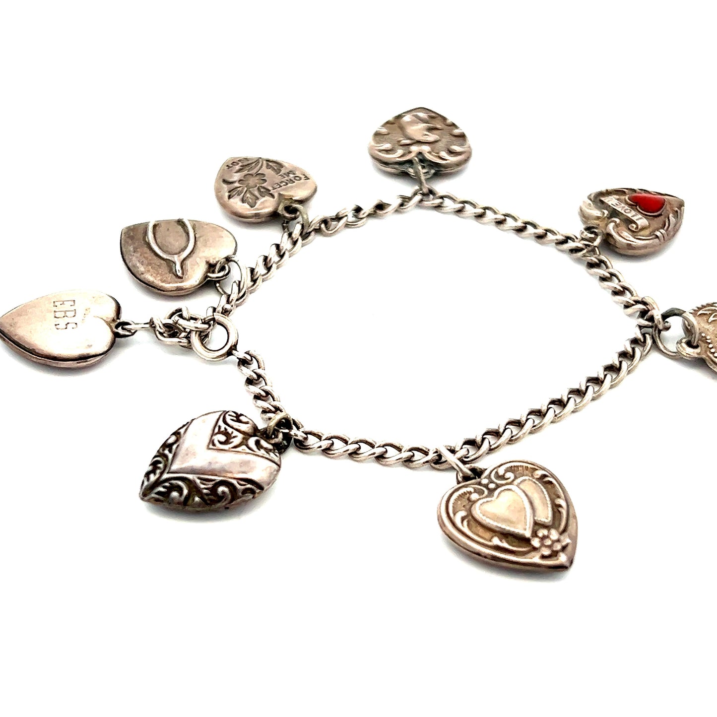 Sterling Silver 1940s Art Deco Original Charm Bracelet