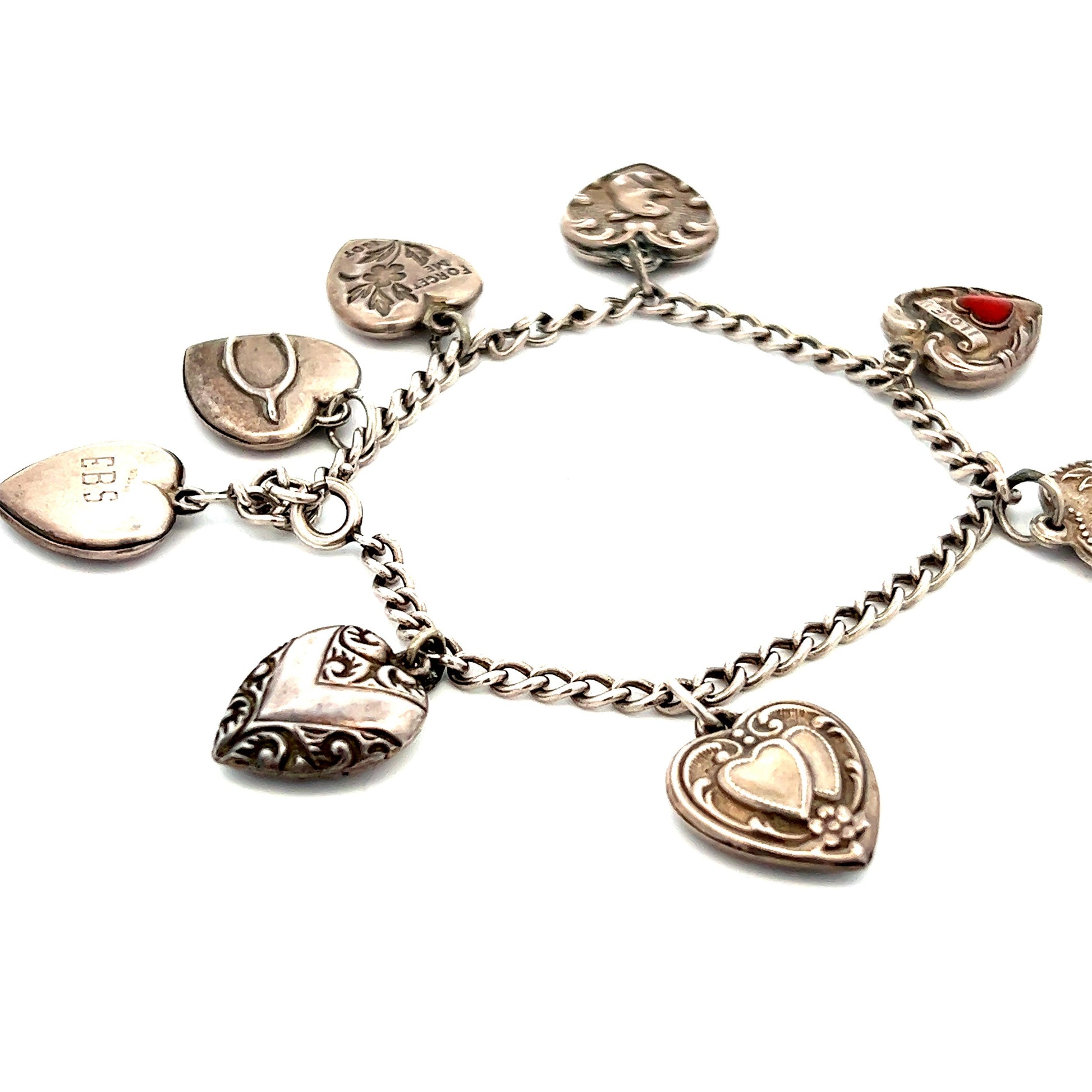 Sterling Silver 1940s Art Deco Original Charm Bracelet