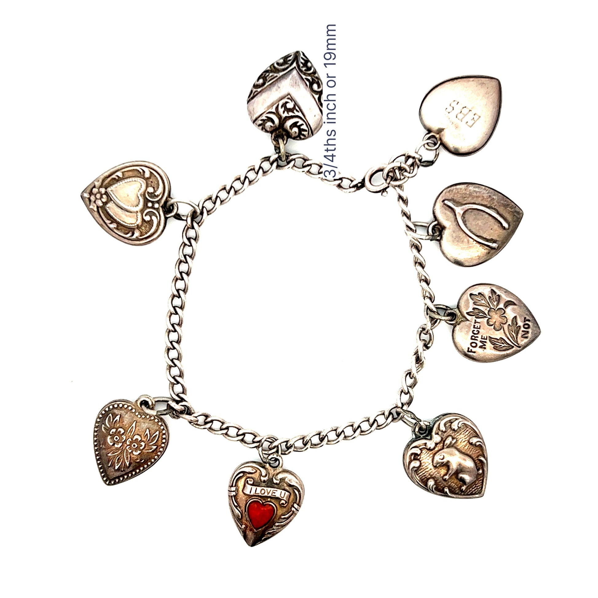 Sterling Silver 1940s Art Deco Original Charm Bracelet