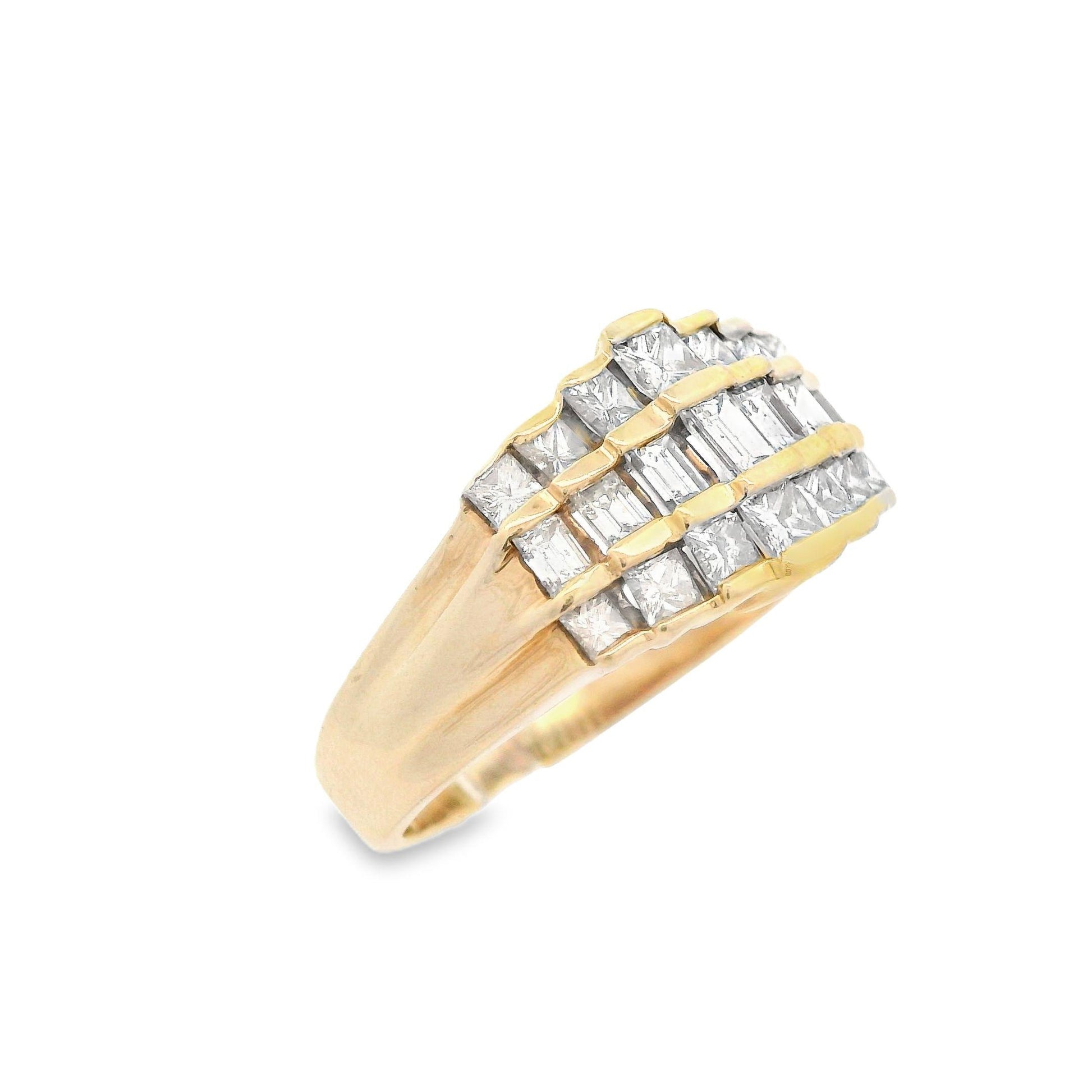 Contemporary 14K Yellow Gold Baguette and Princess Diamond Band w/ appraisal