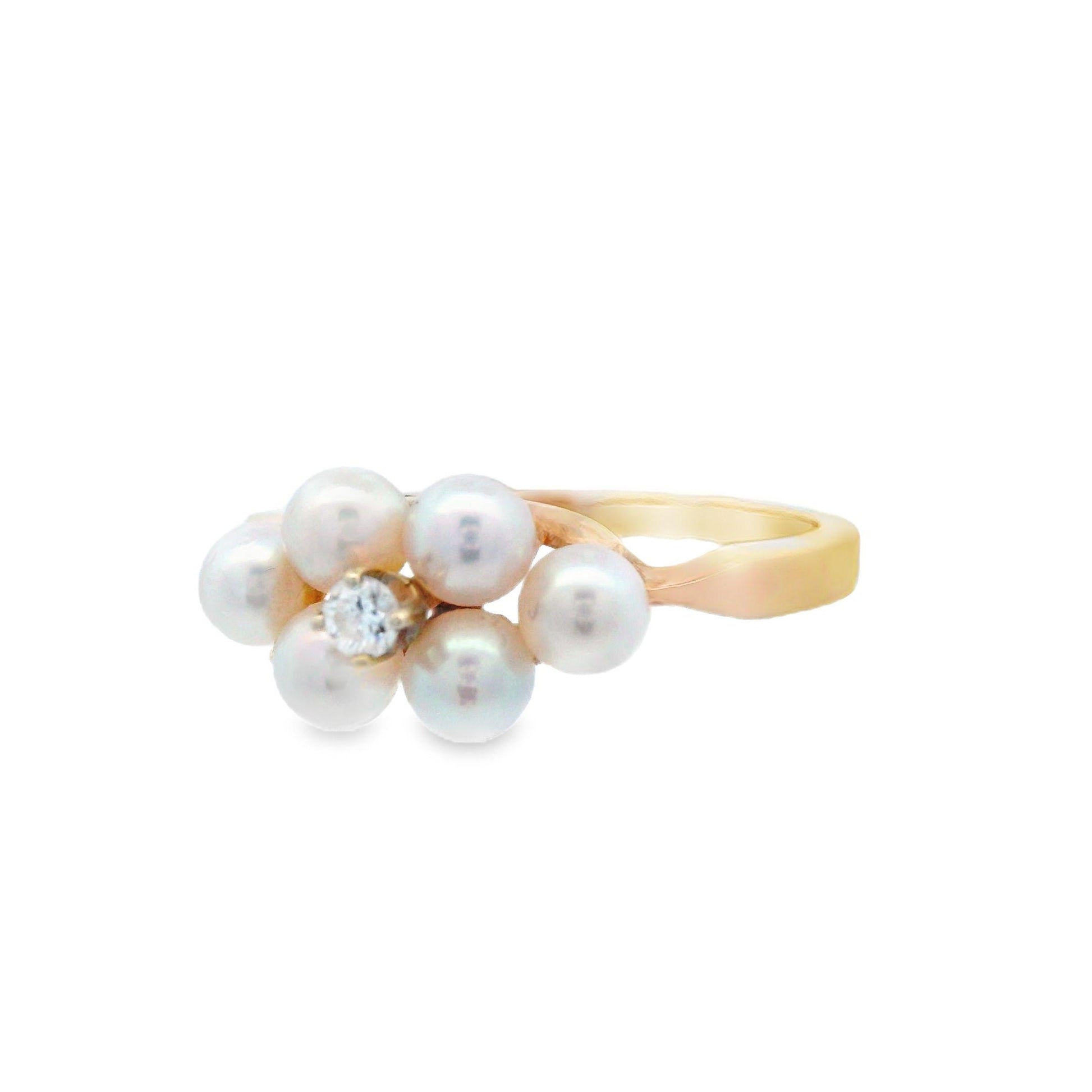 Tiffany & Co. 14k Yellow Gold Diamond and Pearl Ring