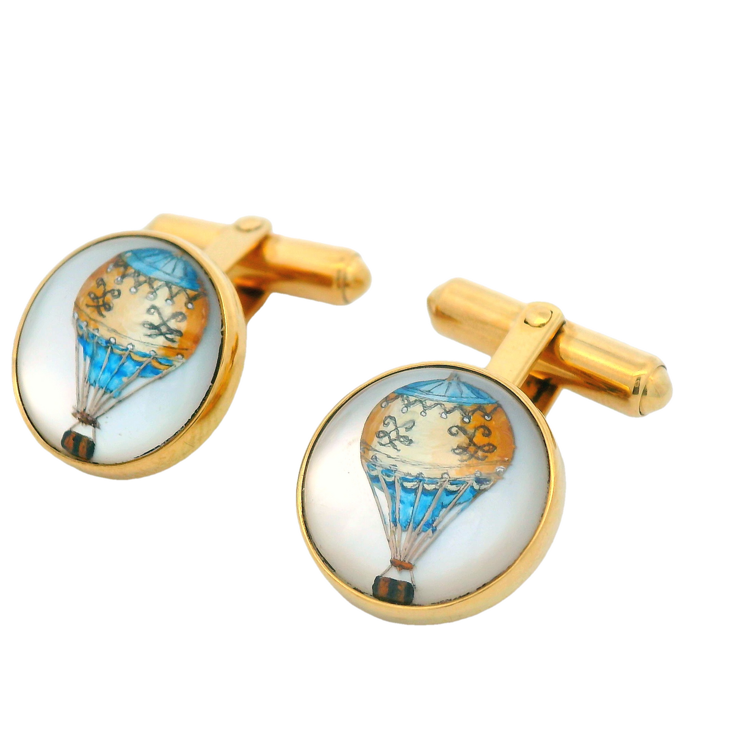Contemporary 18k Yellow Gold Hot Air Balloon Cufflinks British Hallmarks