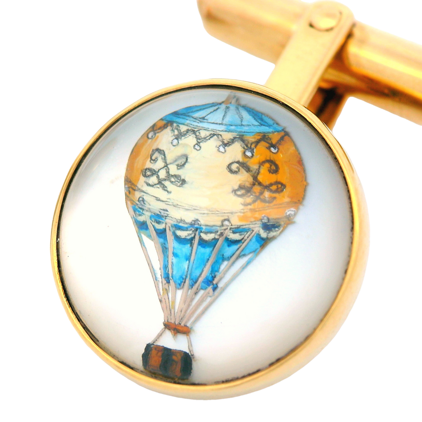 Contemporary 18k Yellow Gold Hot Air Balloon Cufflinks British Hallmarks