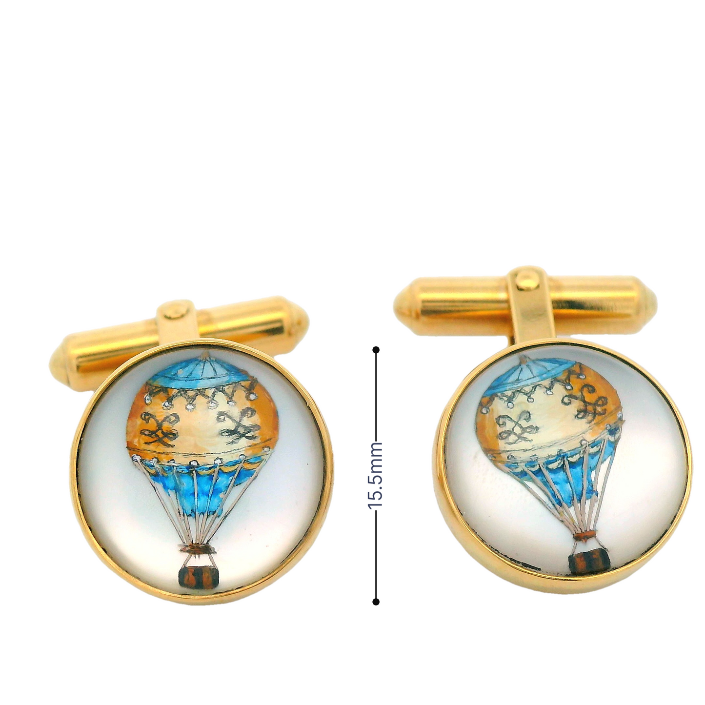 Contemporary 18k Yellow Gold Hot Air Balloon Cufflinks British Hallmarks