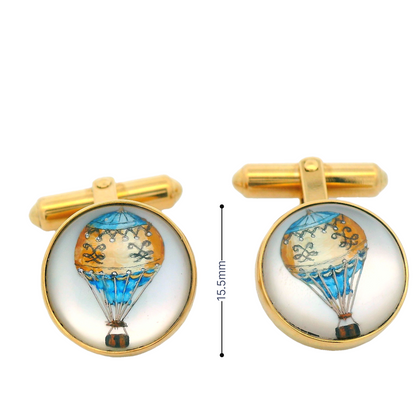 Contemporary 18k Yellow Gold Hot Air Balloon Cufflinks British Hallmarks