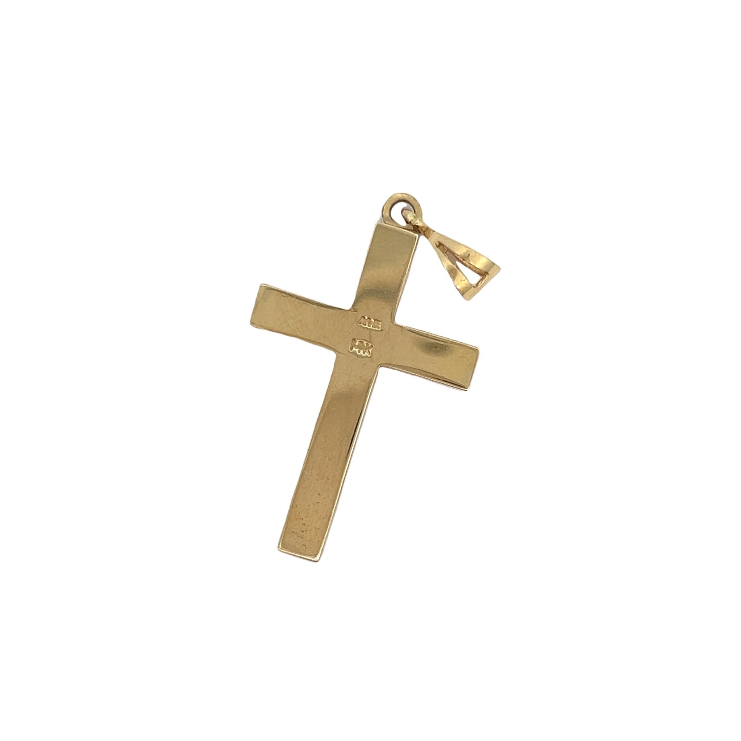 Contemporary 14k Yellow Gold Cross Pendant with Inlaid Black Onyx