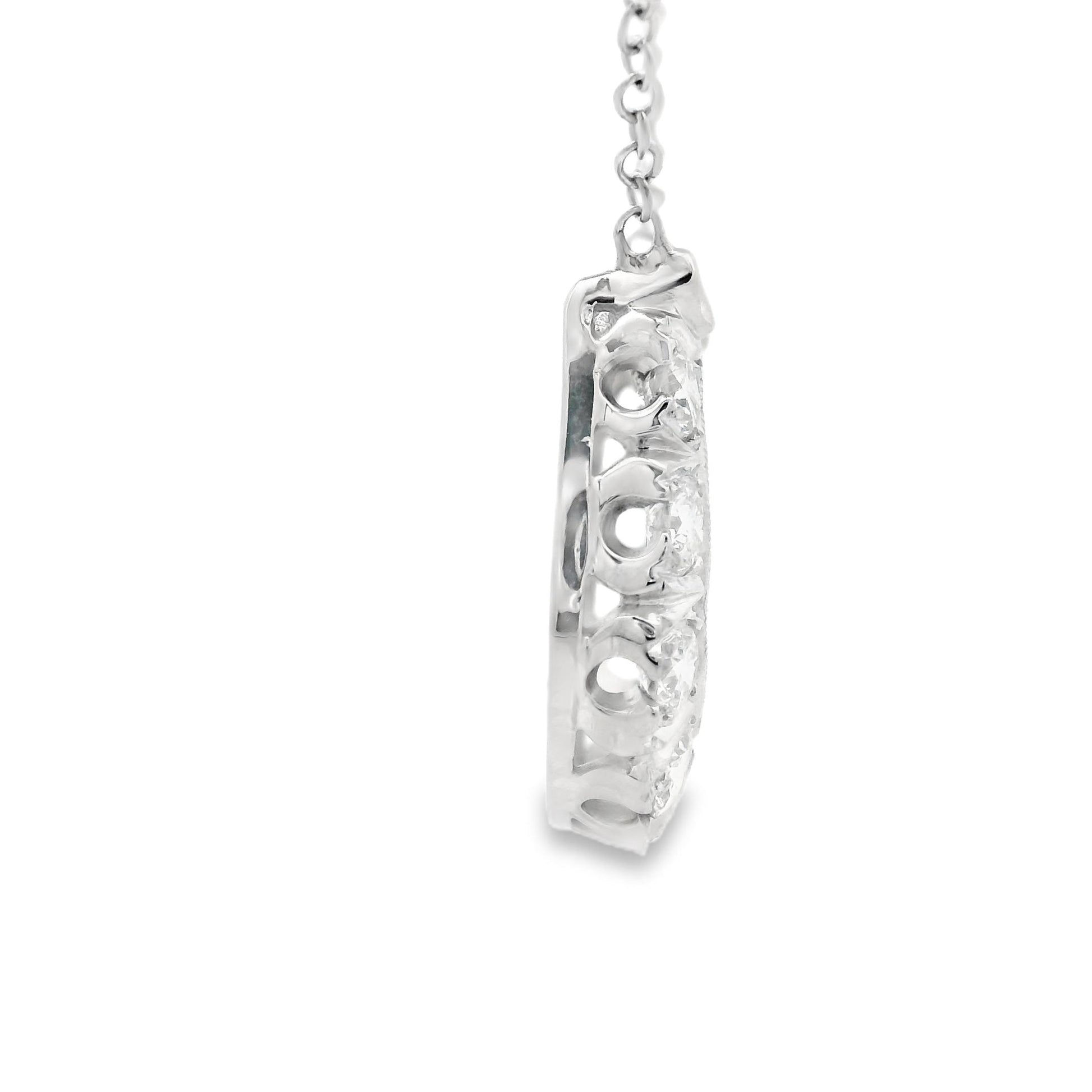 1980s 14k White Gold and Diamond Horseshoe Necklace w/ Appraisal
