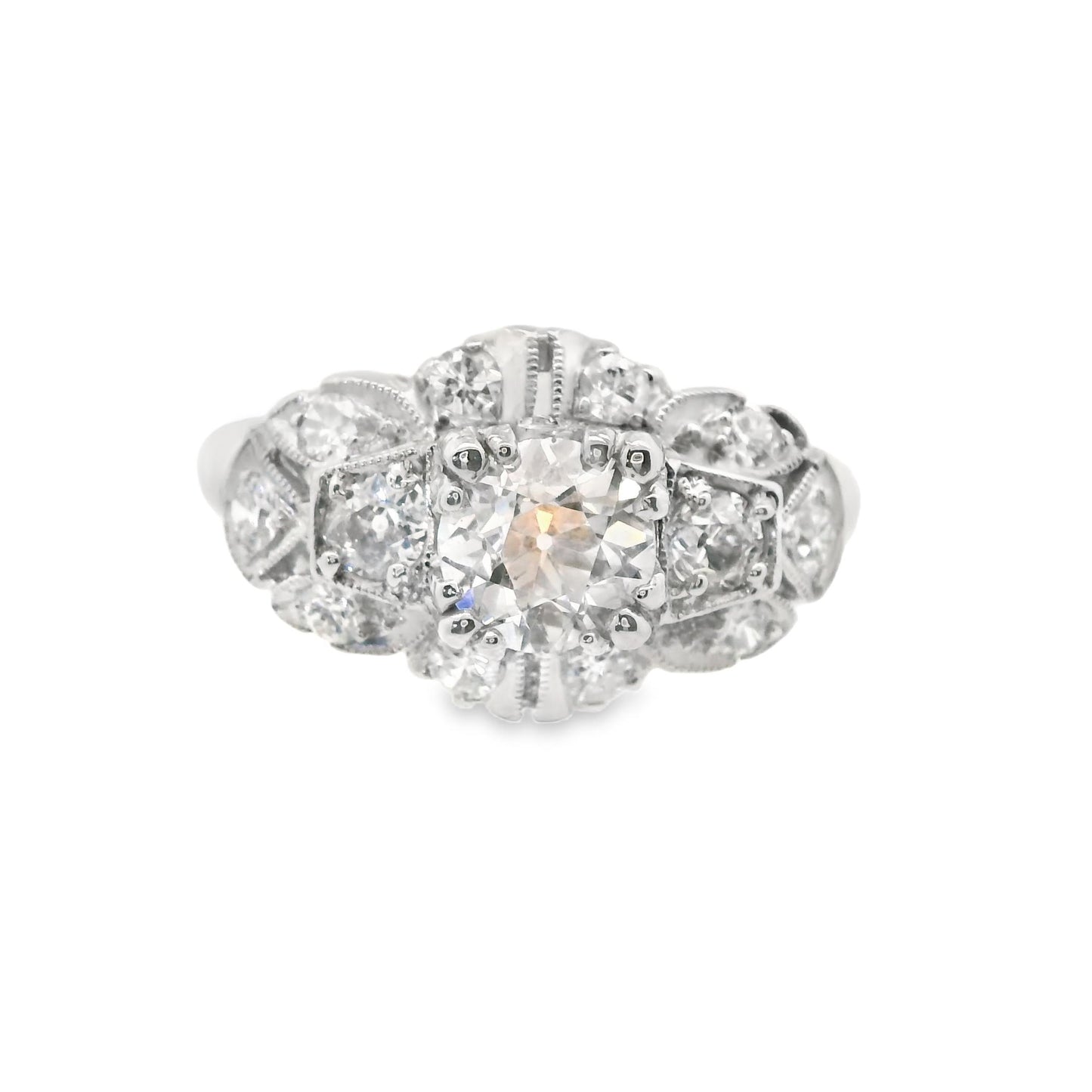 1920s Platinum Old European Cut Diamond Deco Engagement Ring 1 ct+ w/ appraisal