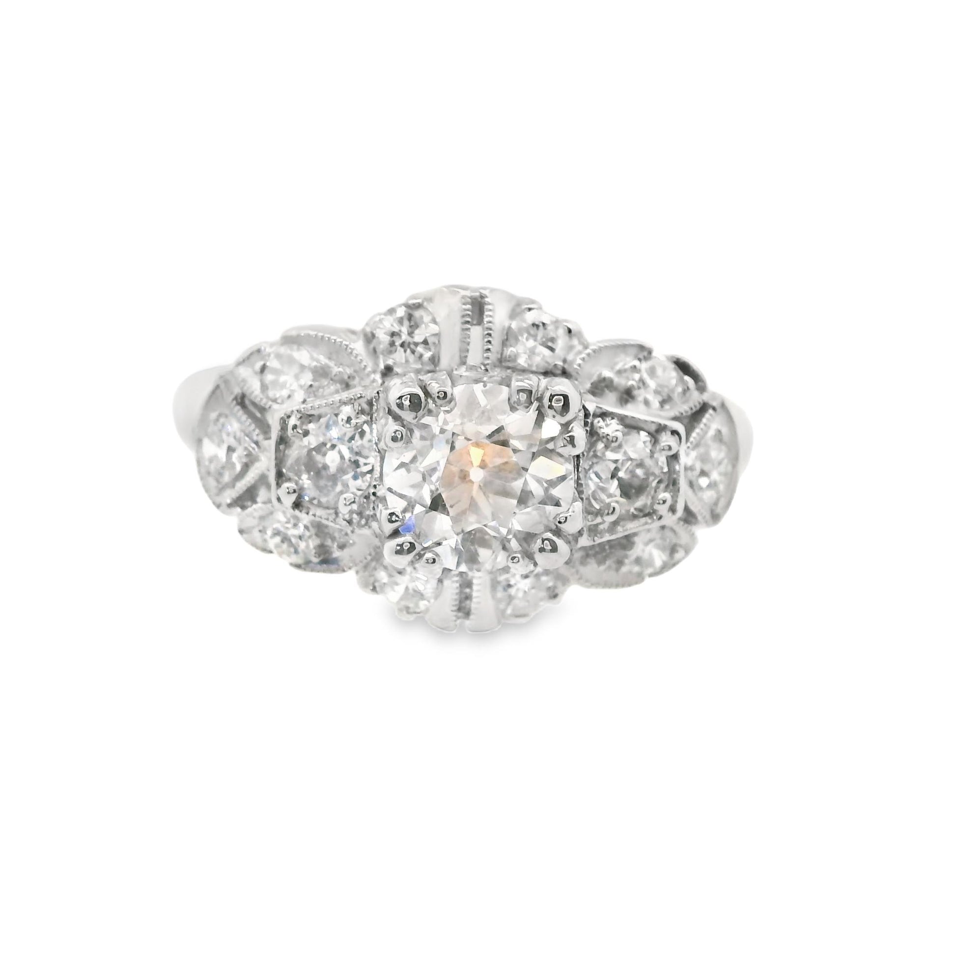 1920s Platinum Old European Cut Diamond Deco Engagement Ring 1 ct+ w/ appraisal