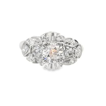 1920s Platinum Old European Cut Diamond Deco Engagement Ring 1 ct+ w/ appraisal