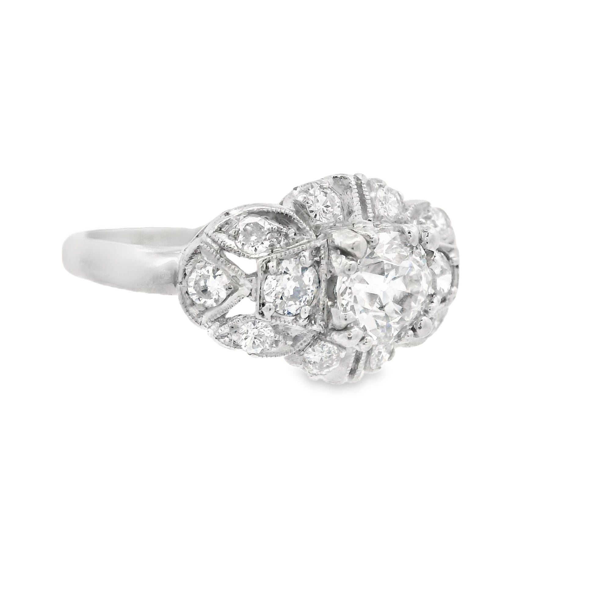1920s Platinum Old European Cut Diamond Deco Engagement Ring 1 ct+ w/ appraisal