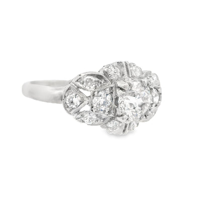 1920s Platinum Old European Cut Diamond Deco Engagement Ring 1 ct+ w/ appraisal