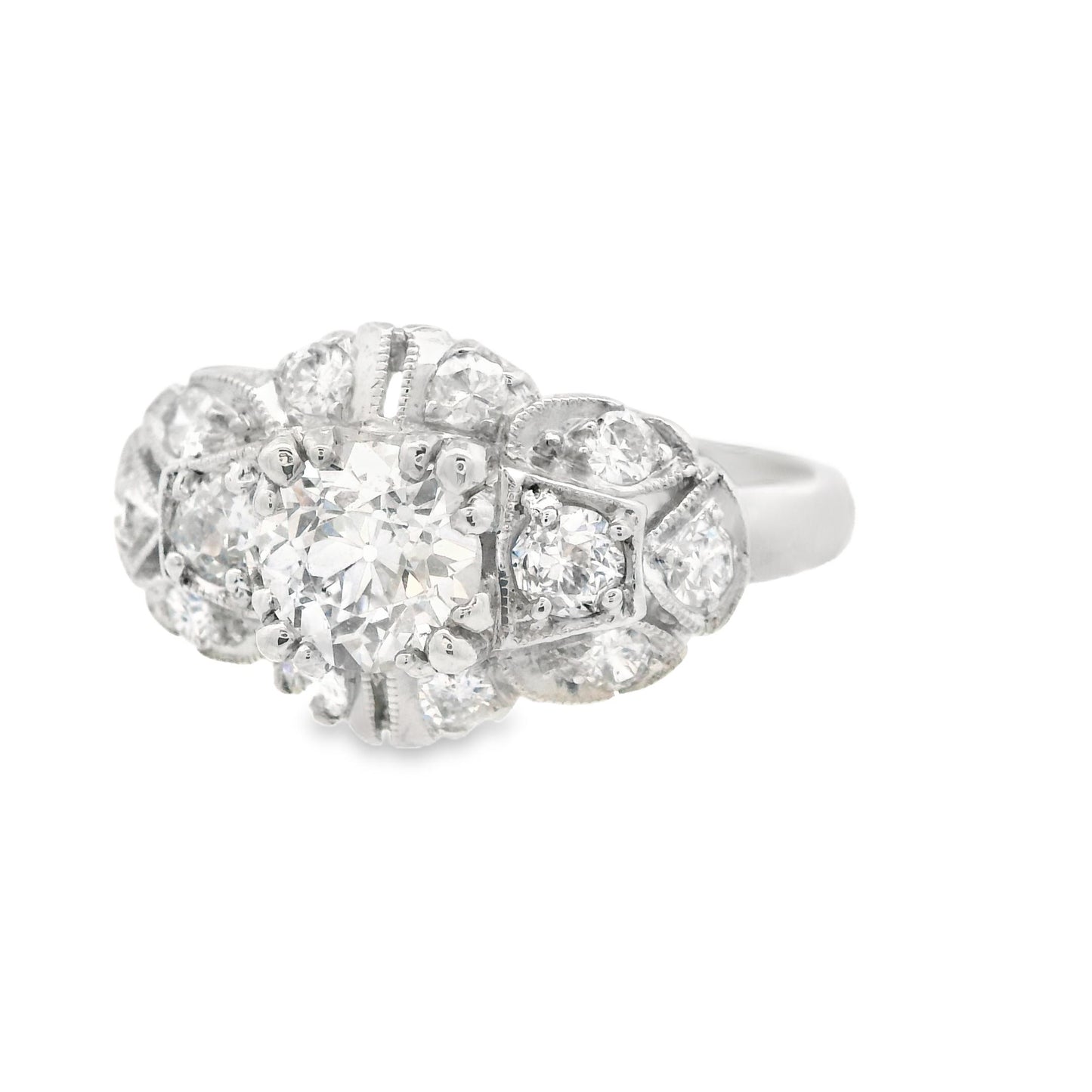 1920s Platinum Old European Cut Diamond Deco Engagement Ring 1 ct+ w/ appraisal